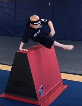 kid on red